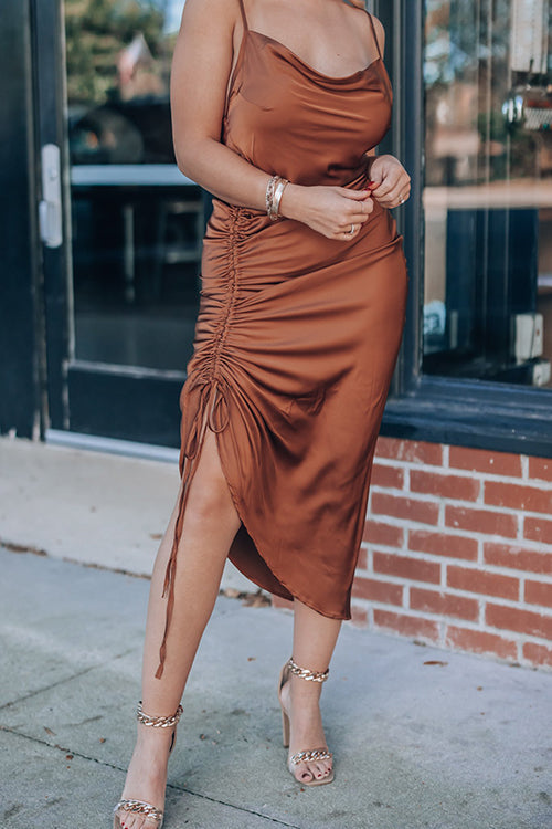 Date Night Satin Midi Dress - Fashionpara