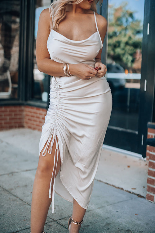 Date Night Satin Midi Dress - Fashionpara