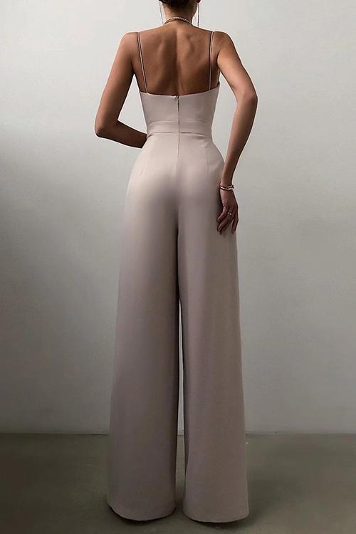 Minimalism Wide Leg Slip Jumpsuits - Fashionpara