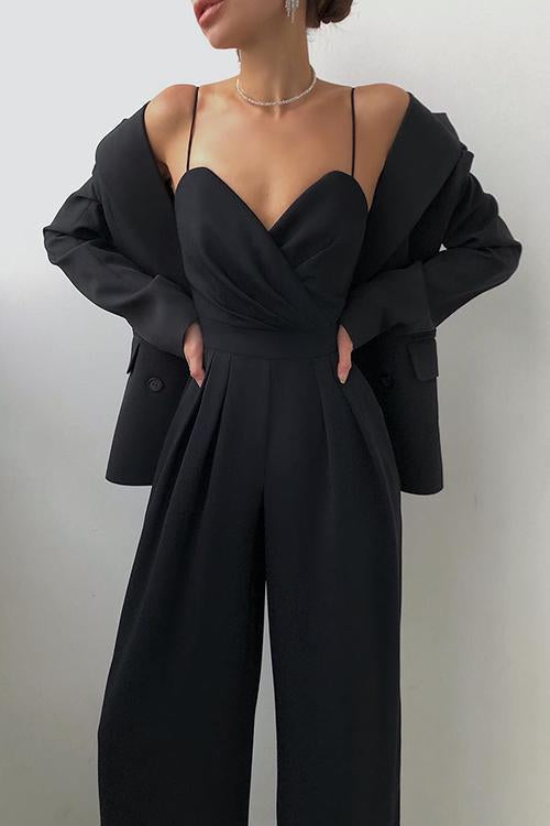 Minimalism Wide Leg Slip Jumpsuits - Fashionpara