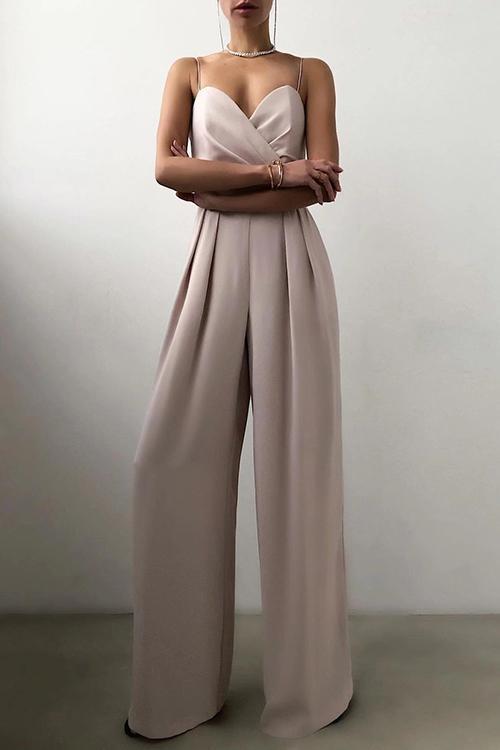 Minimalism Wide Leg Slip Jumpsuits - Fashionpara