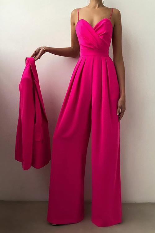 Minimalism Wide Leg Slip Jumpsuits - Fashionpara