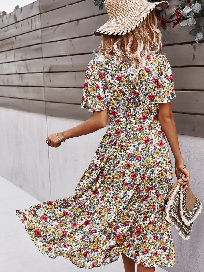 Small floral craft long dress - Fashionpara