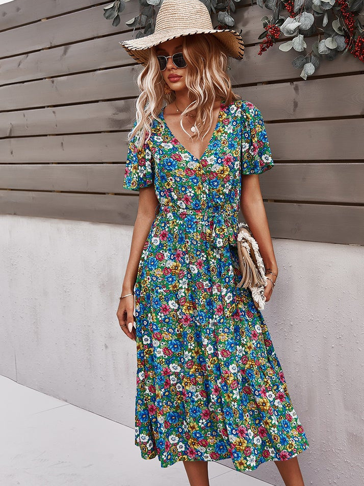 Small floral craft long dress - Fashionpara