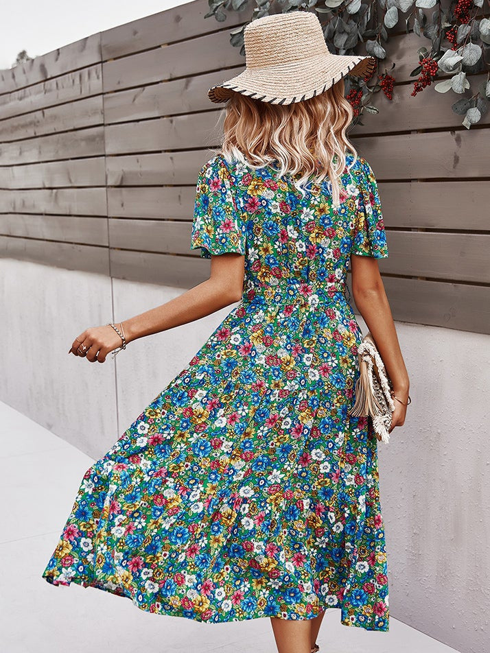 Small floral craft long dress - Fashionpara