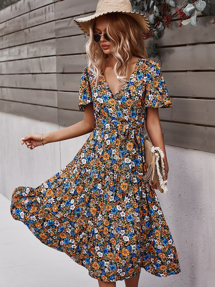 Small floral craft long dress - Fashionpara