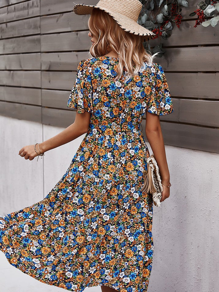 Small floral craft long dress - Fashionpara