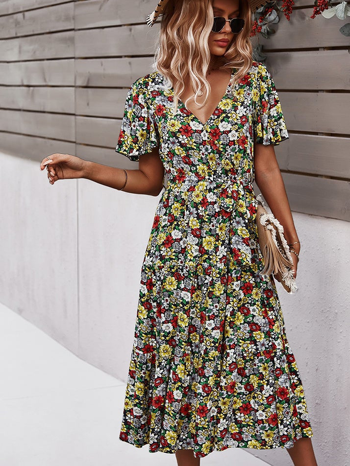 Small floral craft long dress - Fashionpara