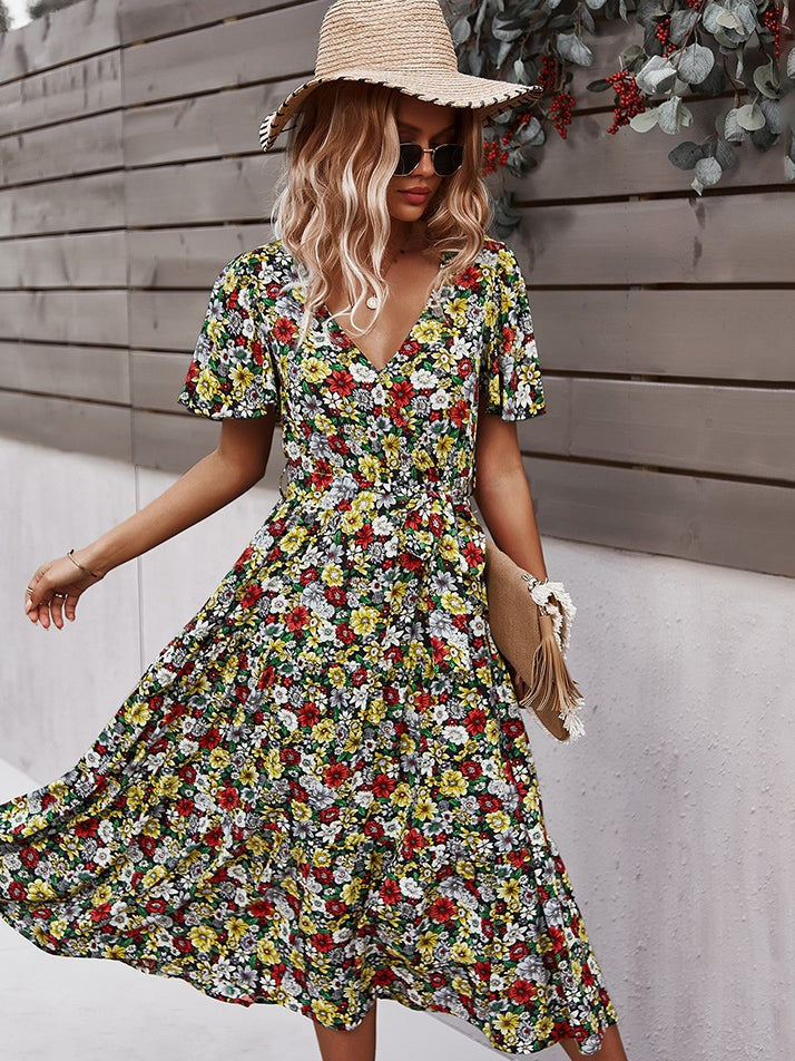 Small floral craft long dress - Fashionpara