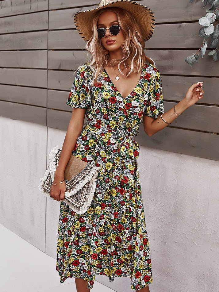 Small floral craft long dress - Fashionpara