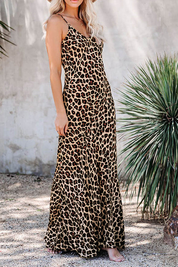 Walk On the Wild Leopard Slip Maxi Dress - Fashionpara