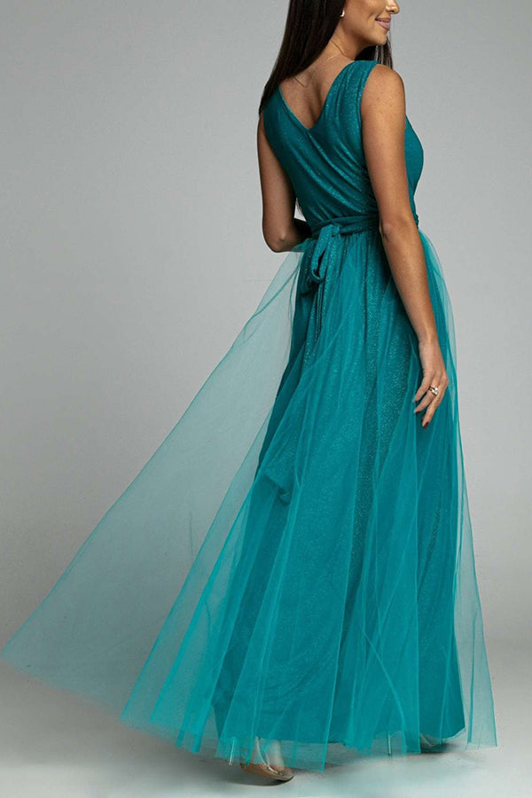 V Neck Backless Maxi Dress - Fashionpara