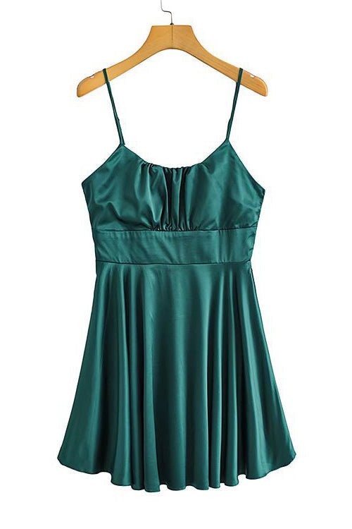 Satin Gathered Bust Slip Mini Dress - Fashionpara