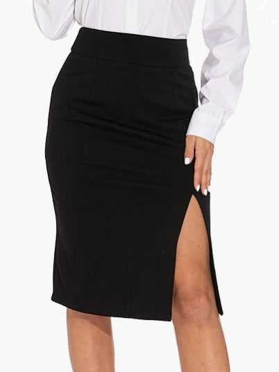 Slit Happens Faux Suede Midi Skirt - Fashionpara