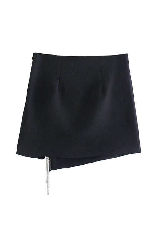 Rhinstone Tassels Slit Skirts - Fashionpara