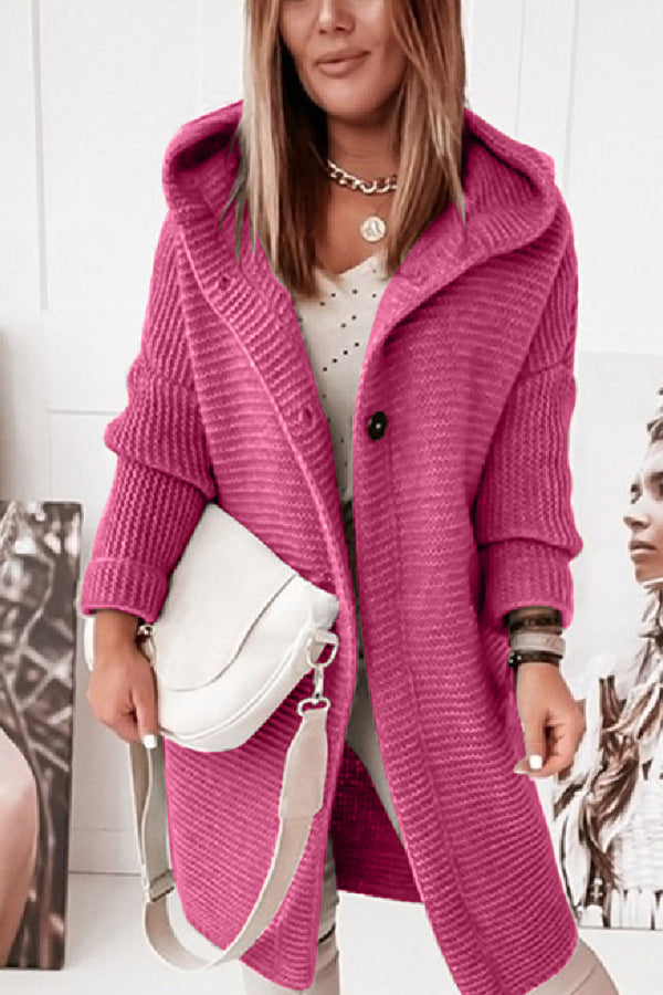 Hold Me Forever Button Hooded Cardigan - Fashionpara