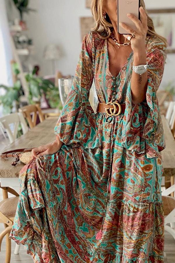 Down The West Coast Bohemia Print Maxi Dress - Fashionpara