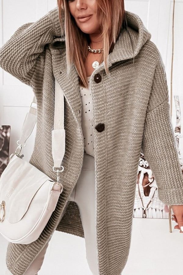 Hold Me Forever Button Hooded Cardigan - Fashionpara