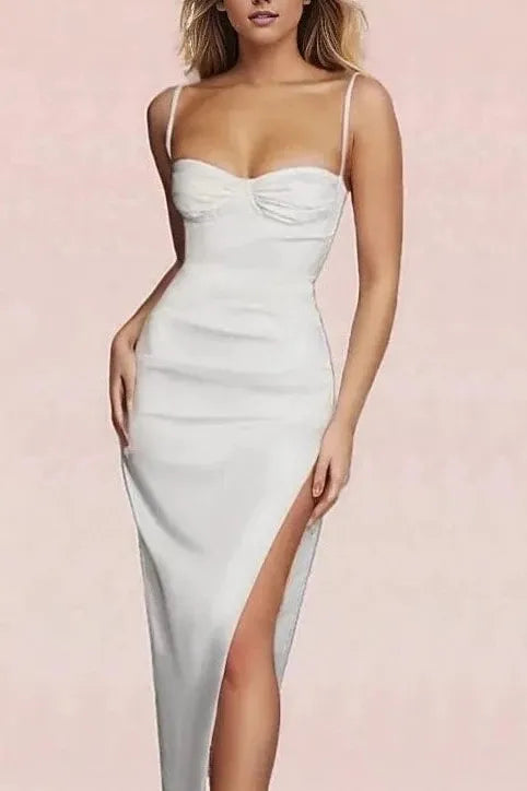 Bryne Bodycon Midi Dress - Pearl White - Fashionpara