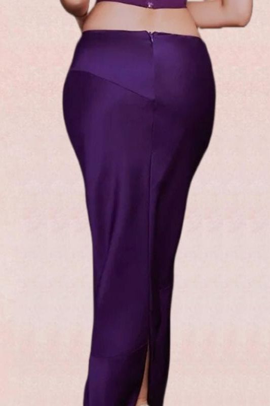 High Waist Satin Bodycon Maxi Skirt - Plum Purple - Fashionpara