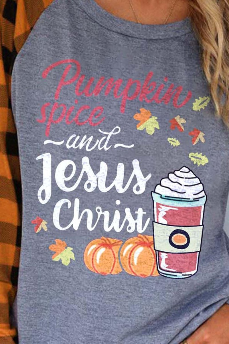 Women's Pullovers Plaid Pumpkin Slogan Pullover