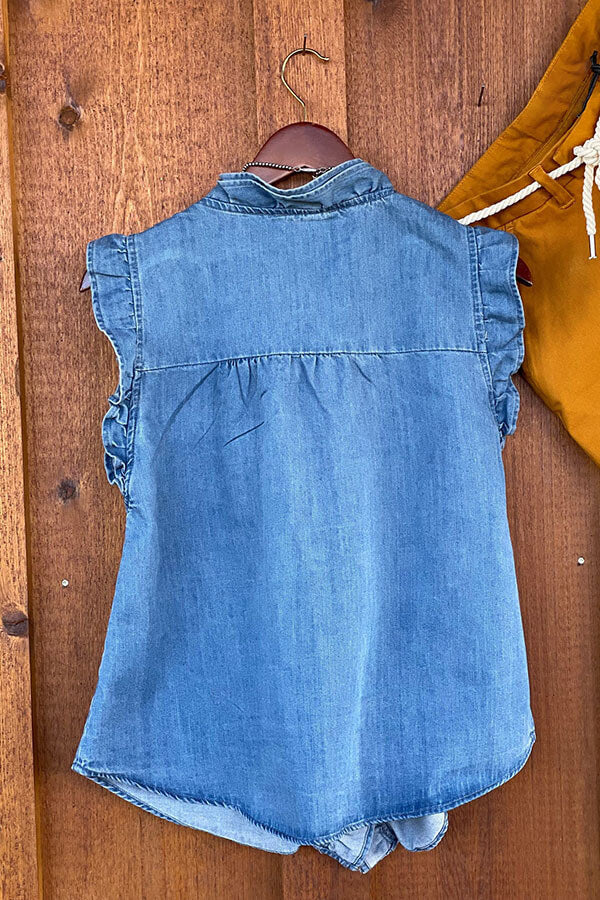 Ruffled denim shirt