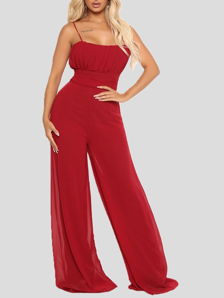 Sling Bare Back Wide-Leg Jumpsuit - Fashionpara