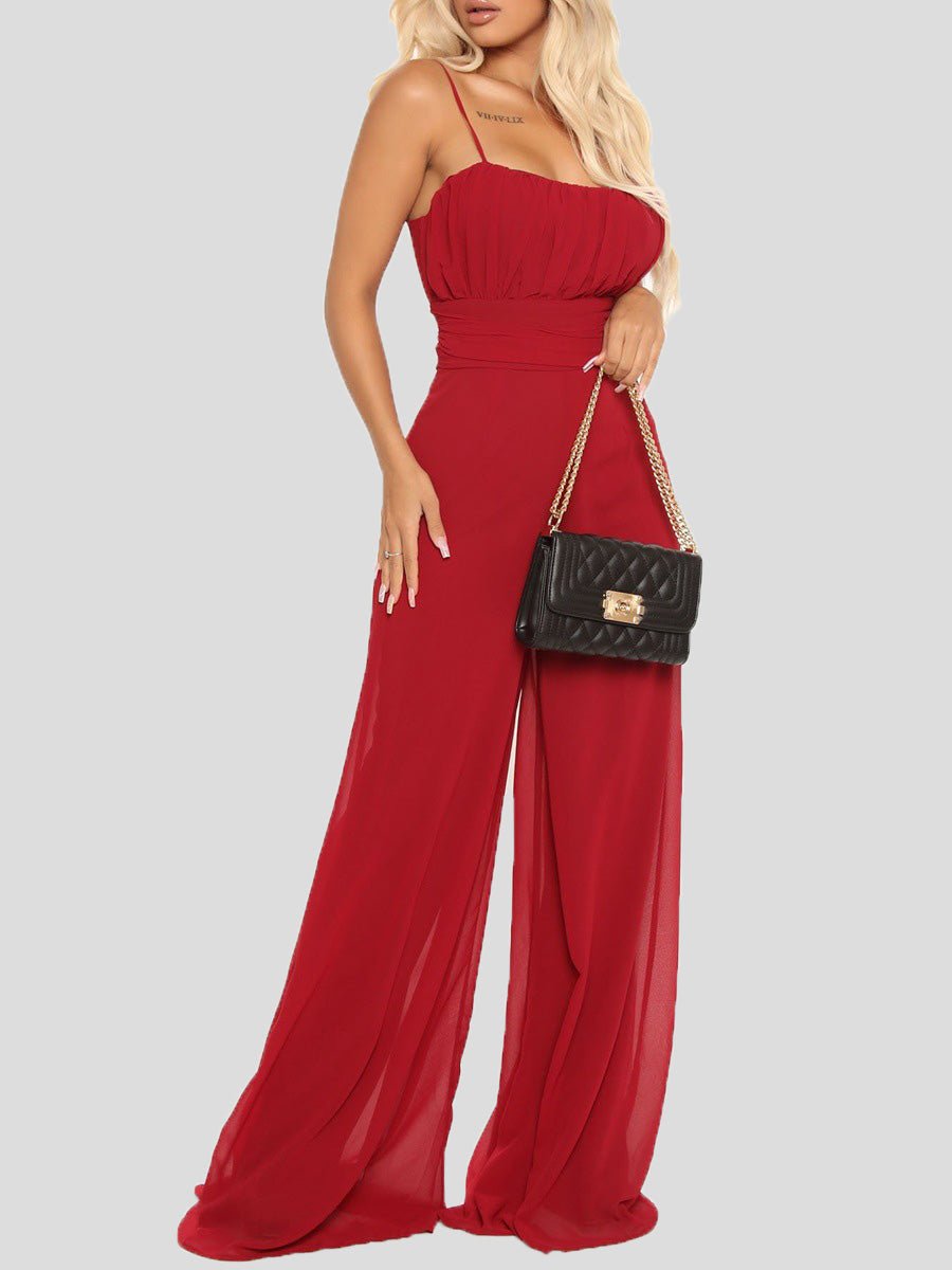 Sling Bare Back Wide-Leg Jumpsuit - Fashionpara