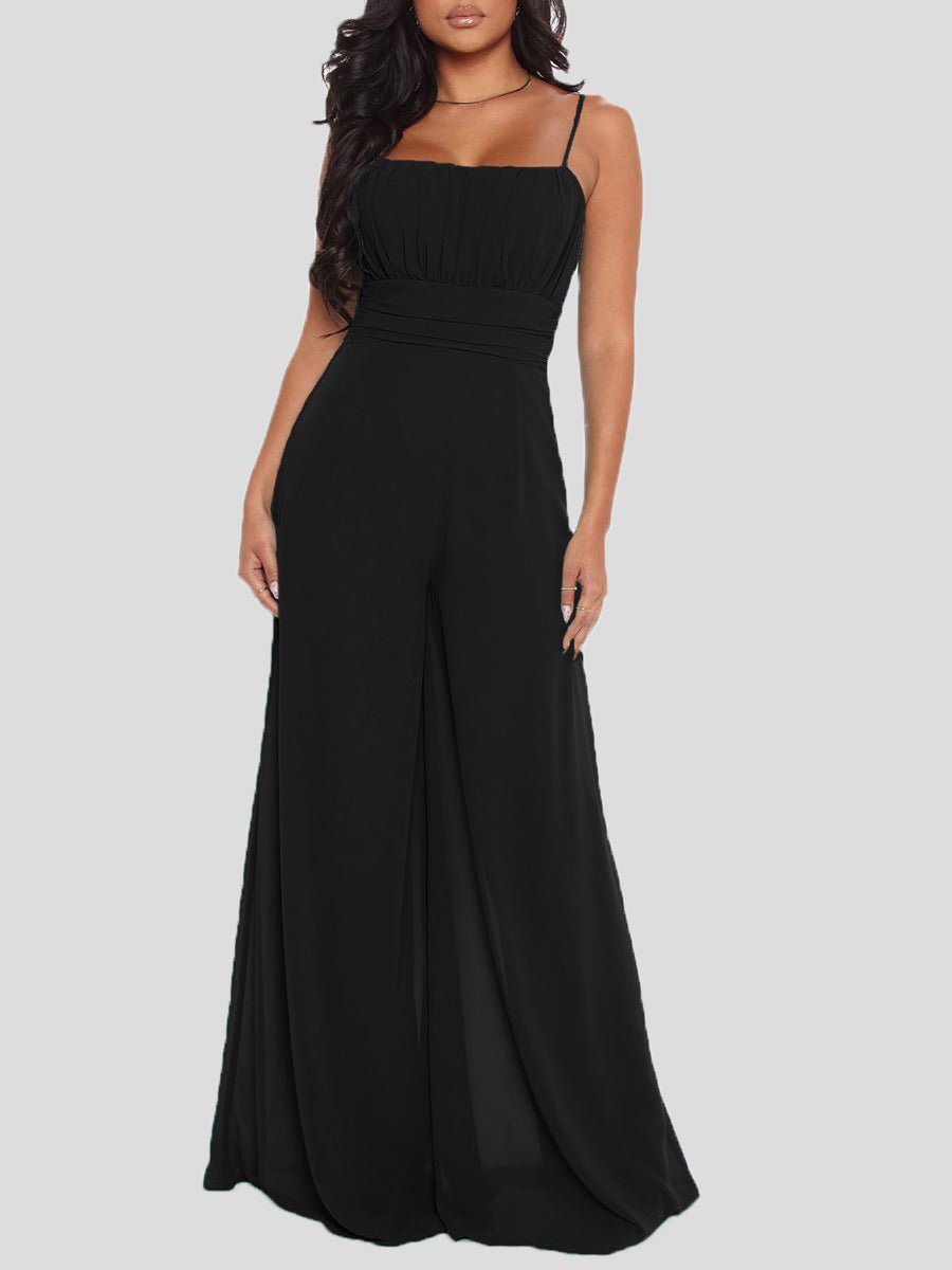 Sling Bare Back Wide-Leg Jumpsuit - Fashionpara