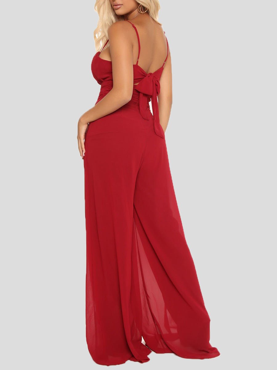 Sling Bare Back Wide-Leg Jumpsuit - Fashionpara