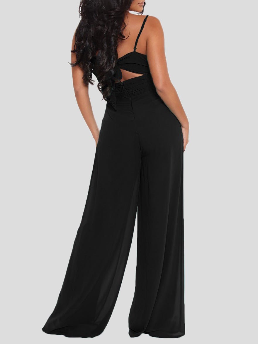 Sling Bare Back Wide-Leg Jumpsuit - Fashionpara